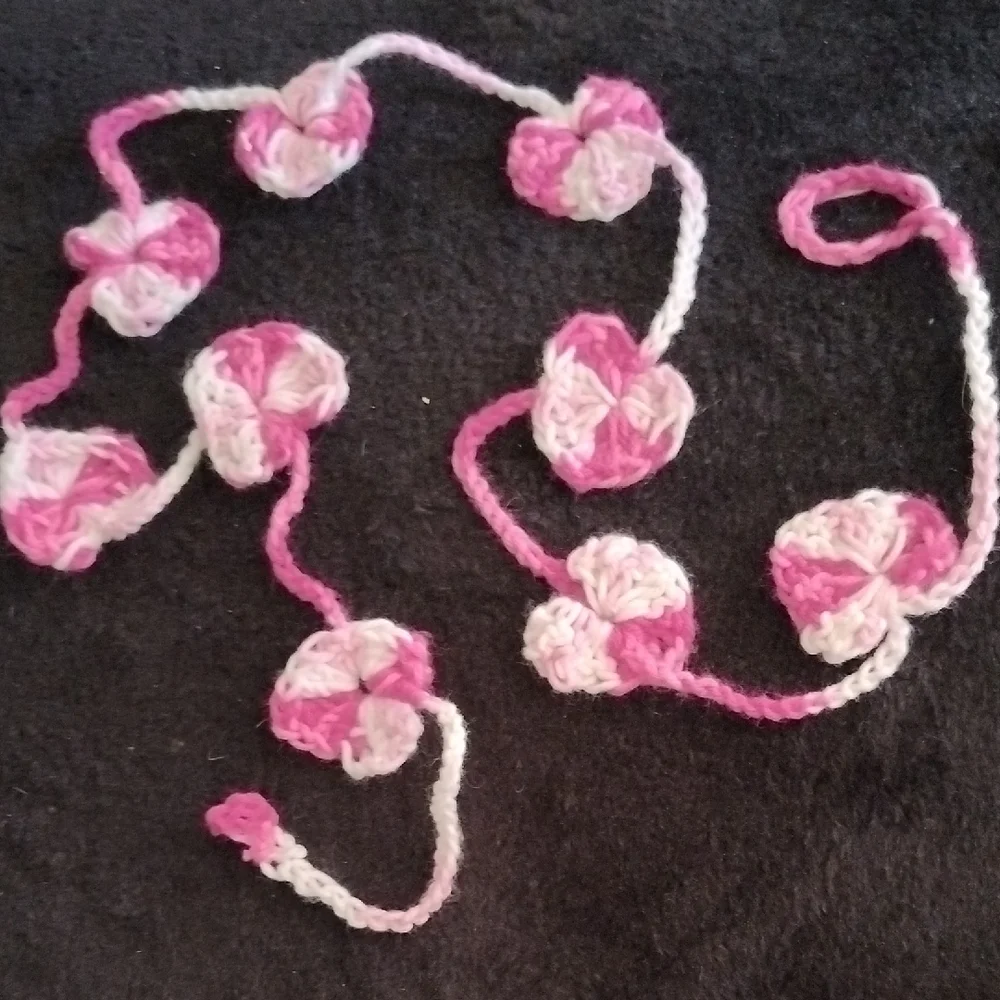Handmade Pink and White Heart Garland